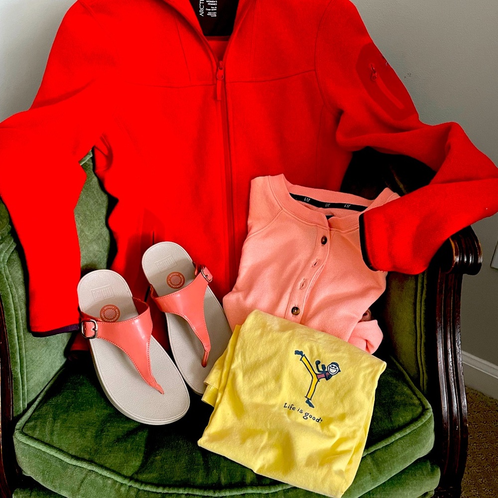 Items sold together or separately. Brands: Life is Good, GAP, FitFlop, ArcTeryx